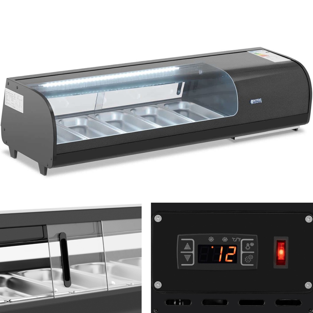 Refrigerated sushi display case with LED lighting 5 x GN 1/3