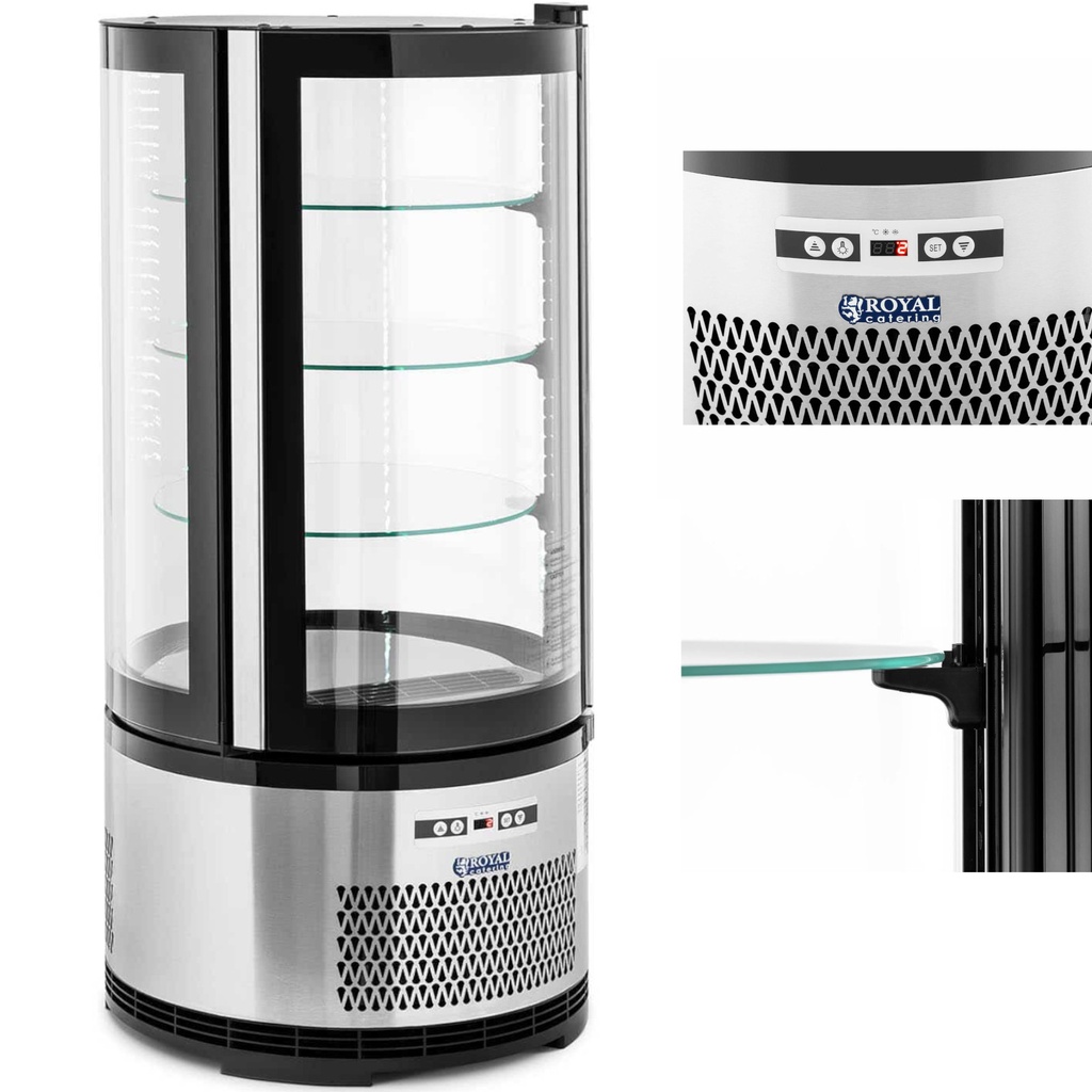 LED round refrigerated display case 4 levels 102 l black and silver