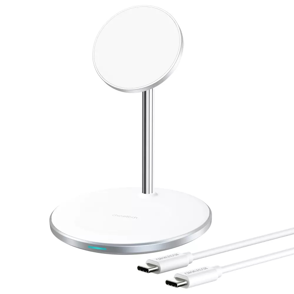 Qi 15W traadita laadija iPhone'ile ja AirPodidele + MagSafe magnetiline hoidja hõbedane