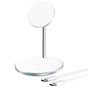 Qi 15W traadita laadija iPhone'ile ja AirPodidele + MagSafe magnetiline hoidja hõbedane