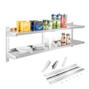 Double adjustable steel wall hanging shelf 160cm