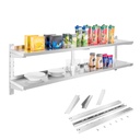 Double adjustable steel wall hanging shelf 180cm