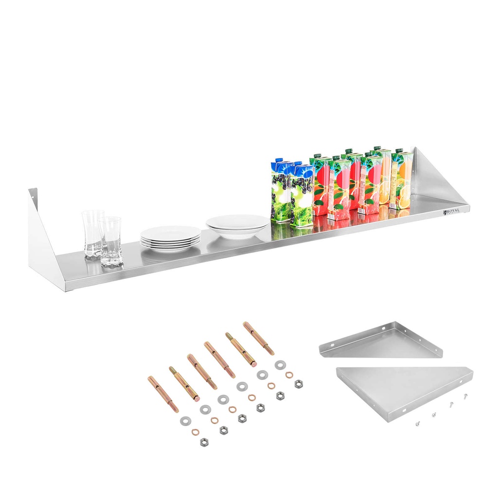 Stainless steel wall hanging shelf single 180cm