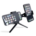 Holder for 2 smartphones phones with tripod double adjustable black