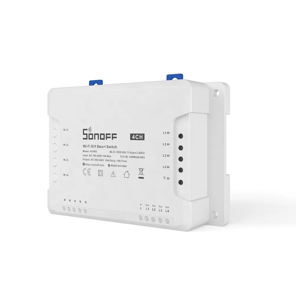 Intelligent 4 channel WiFi current switch relay white 4CHR3