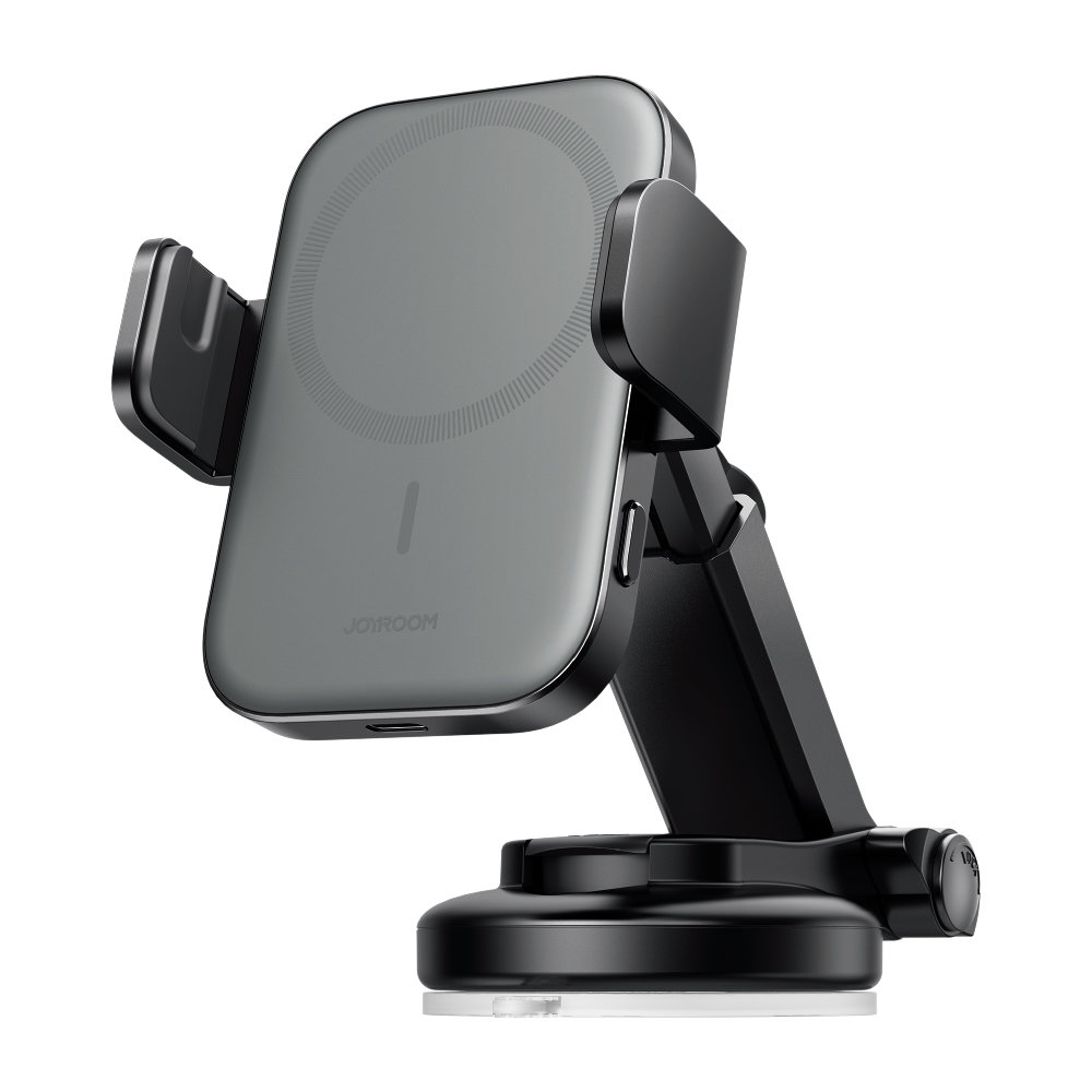 Car phone holder with Qi 15W MagSafe inductive charger for dashboard
