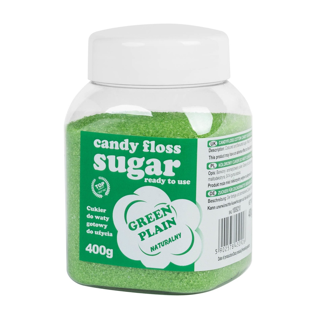 Colorful green cotton candy sugar with natural flavor 400g
