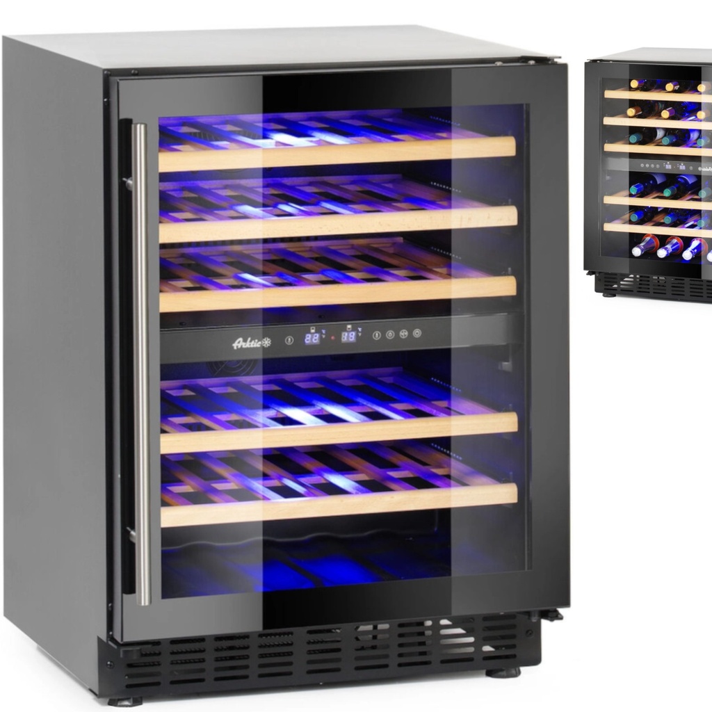 Wine refrigerator dual zone wine cooler for 46 bottles 133 l 90 W.