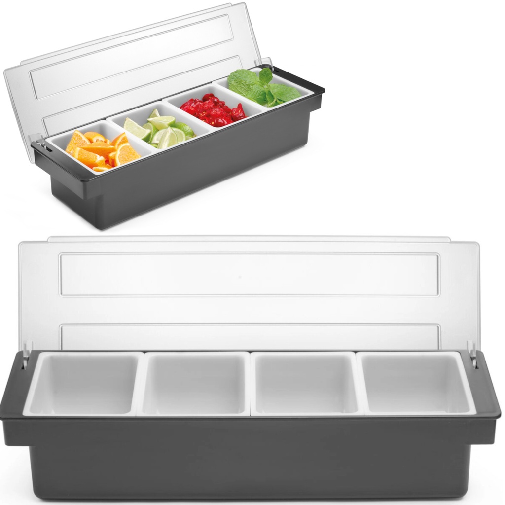 Bartender container organizer for cocktail accessories - 4 inserts