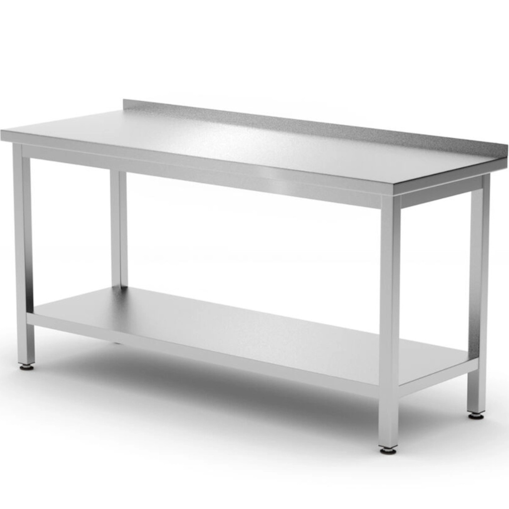 Wall-mounted worktable with rim shelf Budget Line STAL 1200 x 600 x 850 mm - Hendi 817285