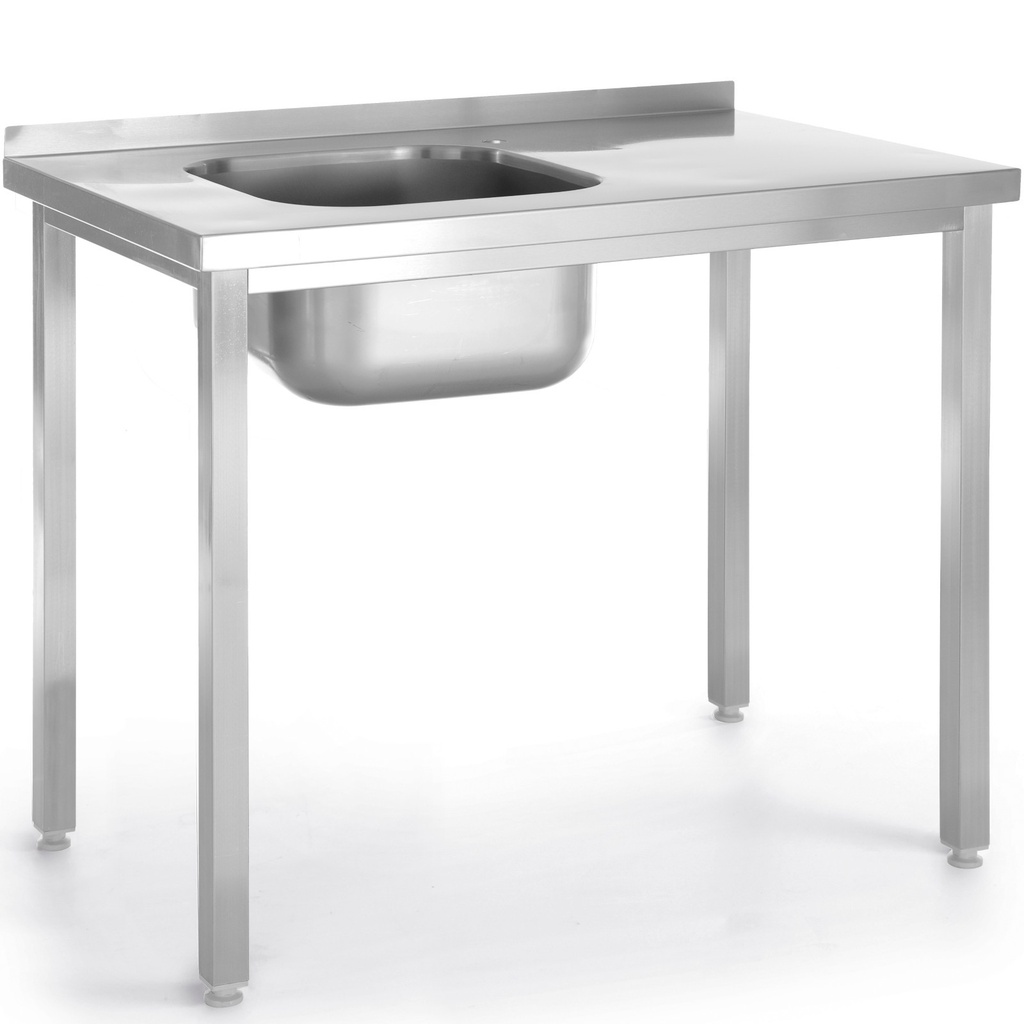 Ühe kausiga valamu vasakule Budget Line STAL 800 x 600 x 850 cm - Hendi 816776