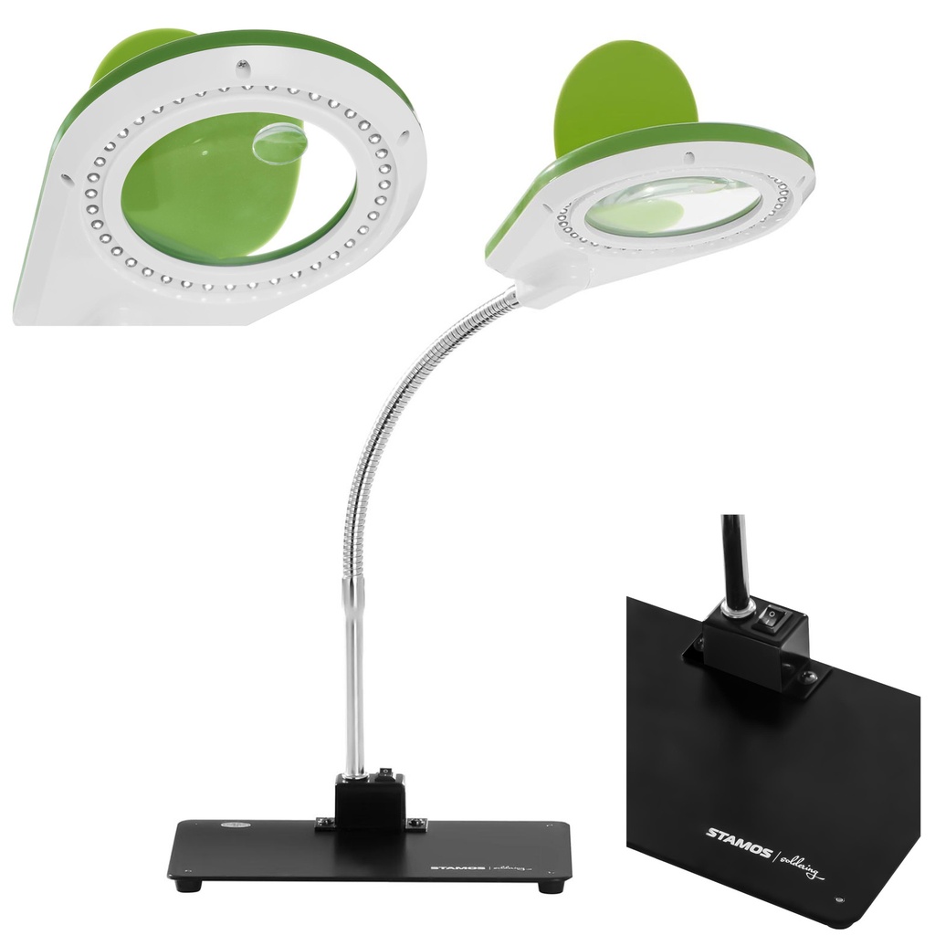 LED shadowless desk lamp with 5x/10x magnifying glass - Green