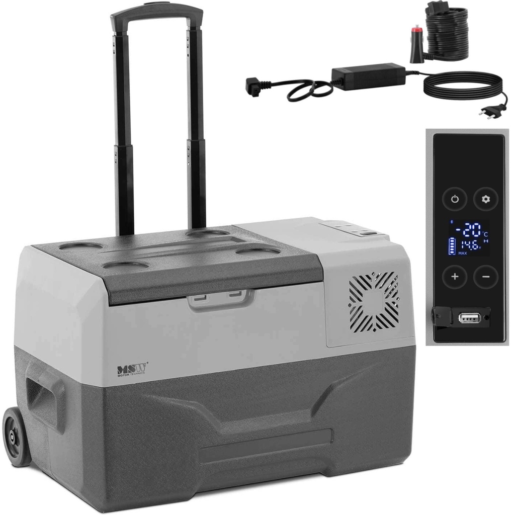 Car travel refrigerator on wheels with freezing function 12/24 V DC/AC 60 W 30 l