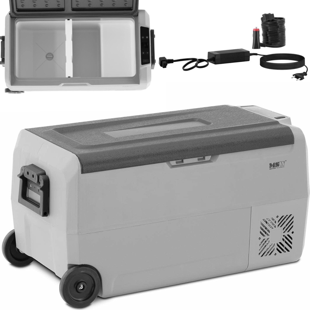 Mobiilne ratastel olev autokülmik 2 eraldi tsooni AC DC 80 W 36 l