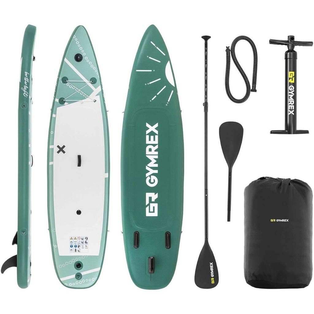 SUP inflatable two-chamber swimming board with accessories 125 kg - green