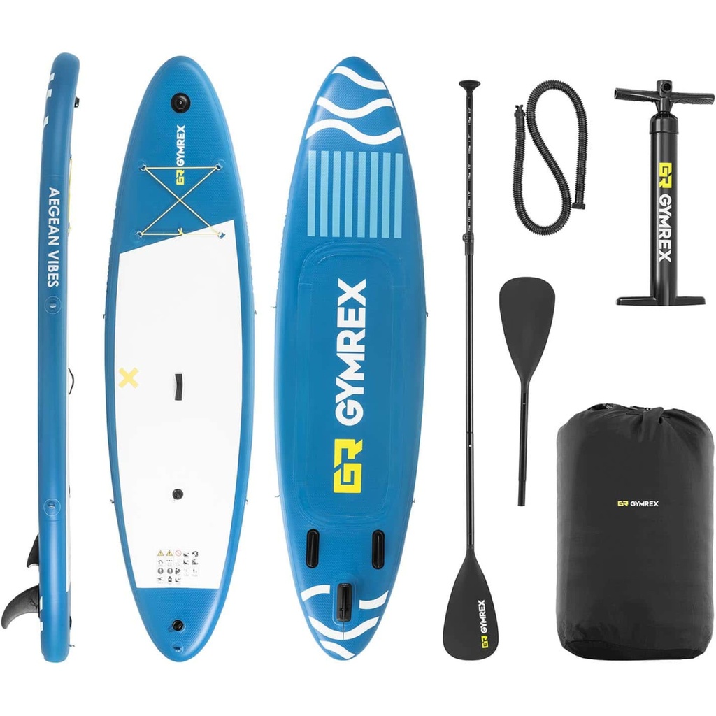 SUP inflatable two-chamber swimming board with accessories 125 kg - blue