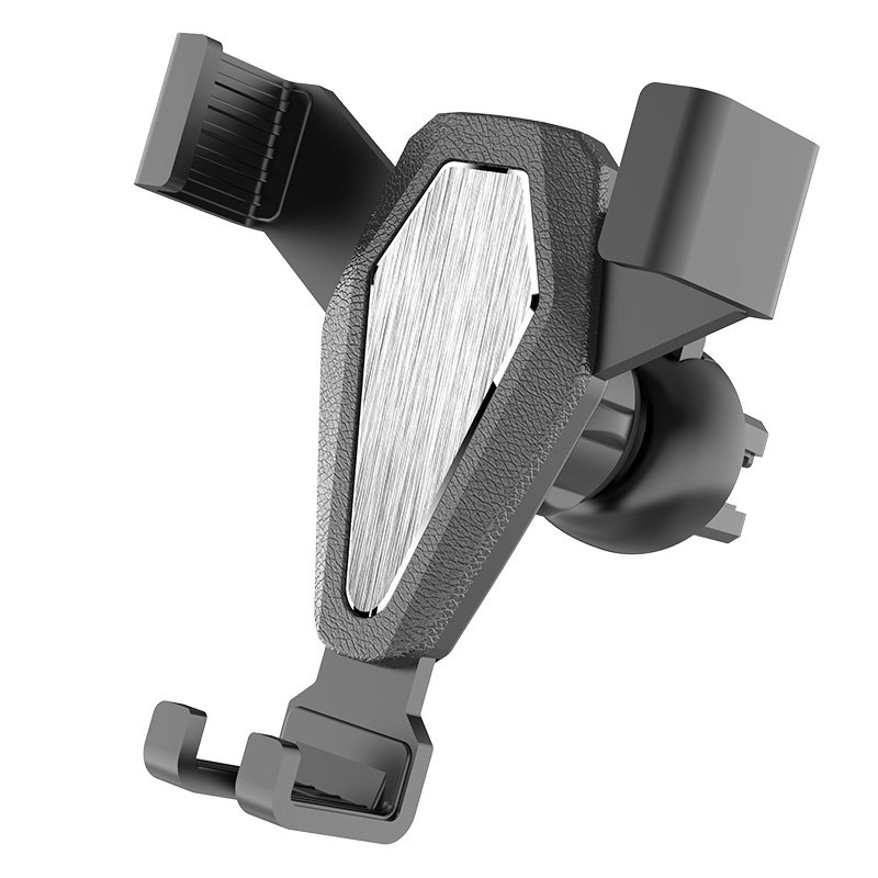Gravity car mount for smartphone on grille air vent silver