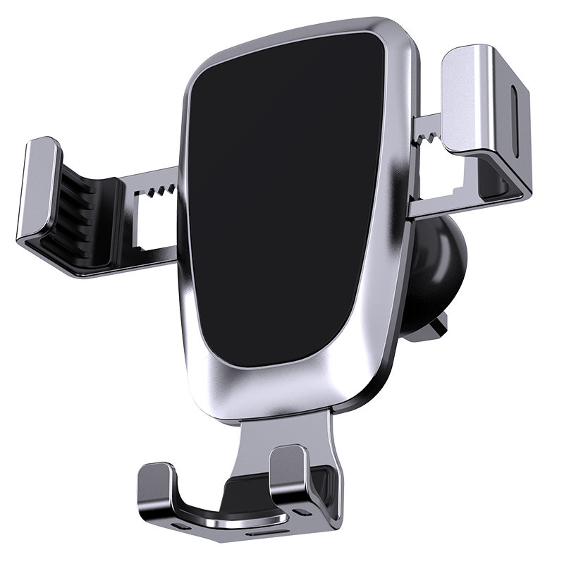 Gravity car mount for smartphone on the grille silver