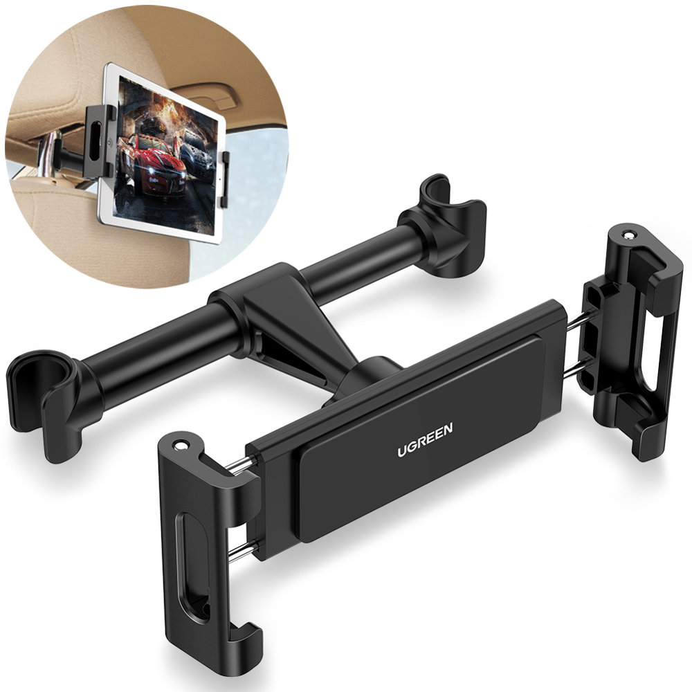 Car smartphone tablet holder mounted to headrest black
