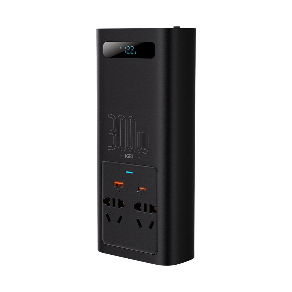 Automotive voltage converter 12V - 220V IGBT 300W (CN/EU plug) black