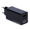 GaN 65W laadija USB-C QC 3.0 PD-portidega mustanahaline