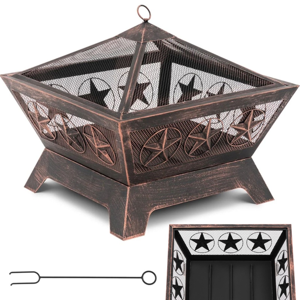 Metallist aiaküttekeha koos pokkeriga 61 x 61 x 53 cm - pronksist