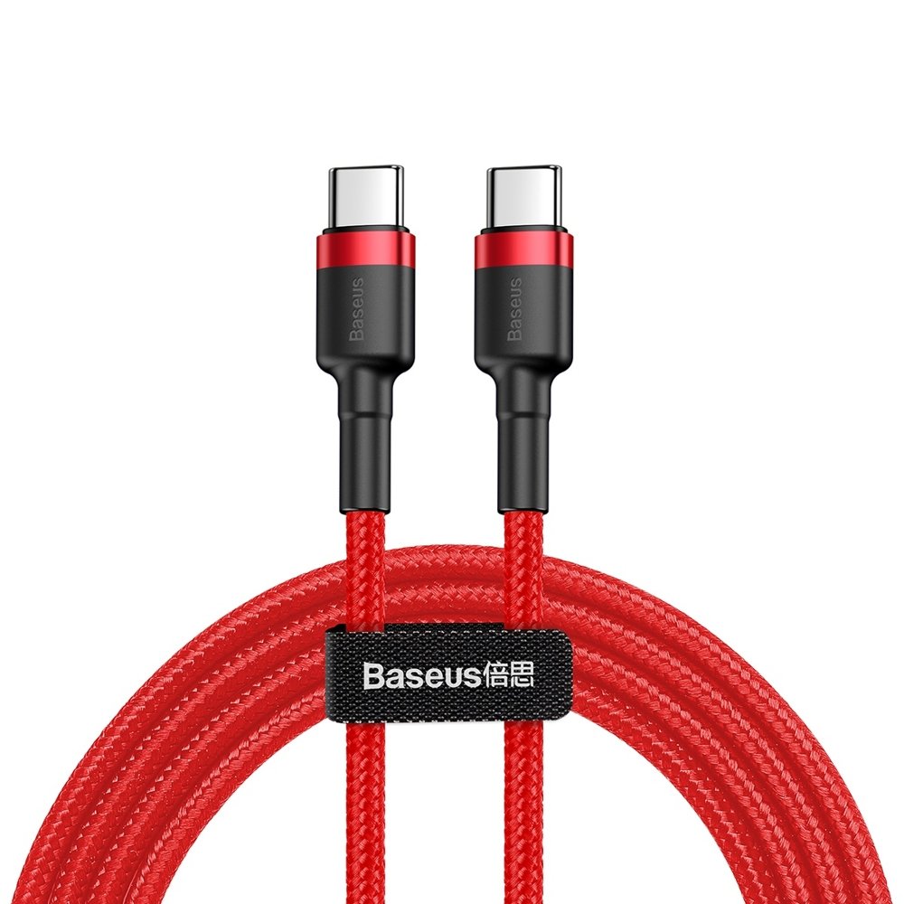 Durable braided cable USB-C to USB-C QC3 1m cable - red