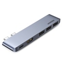 Multifunctional HUB port for MacBook Pro / Air 2x USB-C to USB-C HDMI 3x USB 3.0 - gray