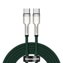 Cable USB-C - USB-C Cafule Metal Data Power Delivery cable 100W 2m - green