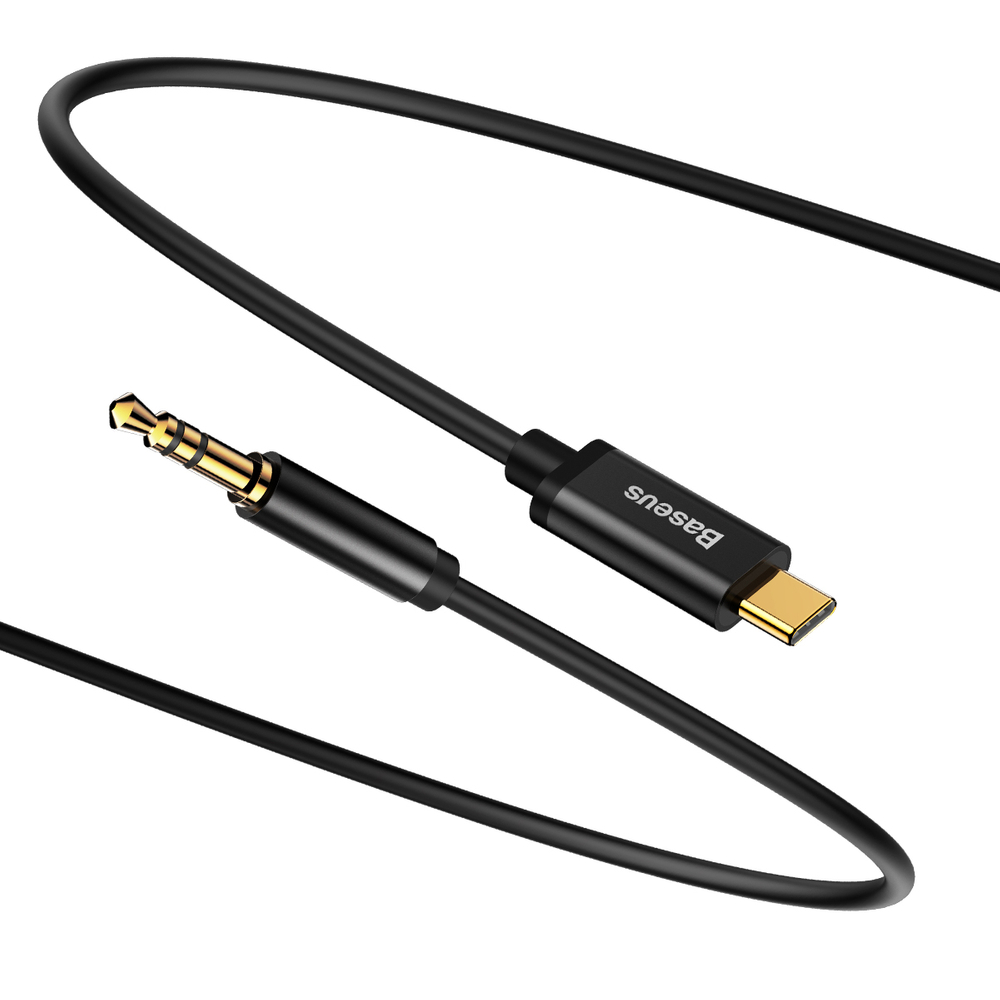 Stereo audio cable adapter AUX 3.5mm Mini Jack - USB-C 120cm - black