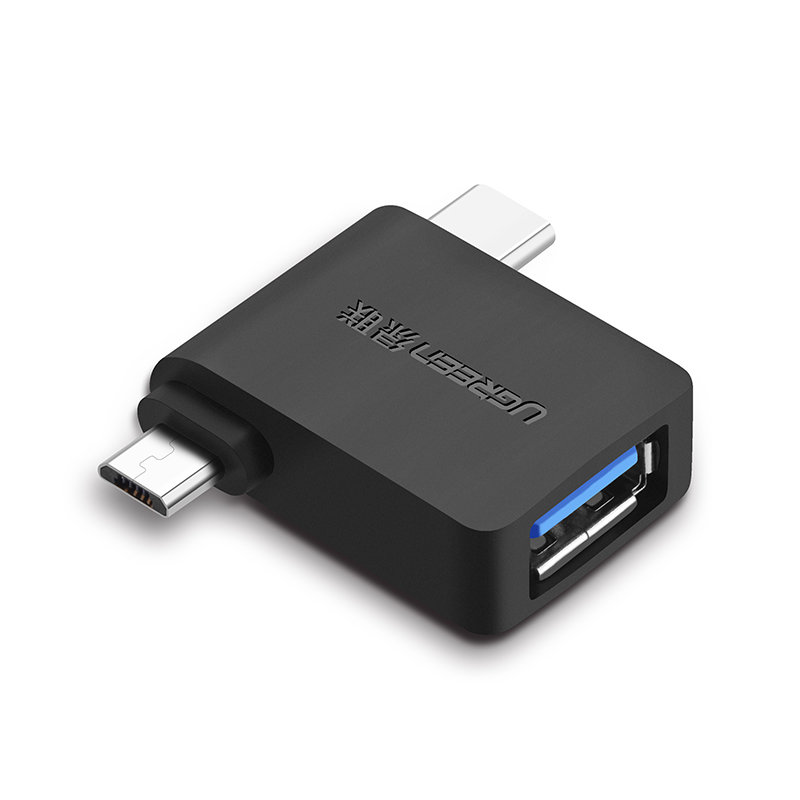 OTG 2-in-1 USB to USB-C / micro USB adapter - black