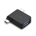 OTG 2-in-1 USB to USB-C / micro USB adapter - black