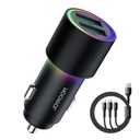 2x USB car charger + 3-in-1 USB-C / micro USB / Lightning cable 1.2m - black