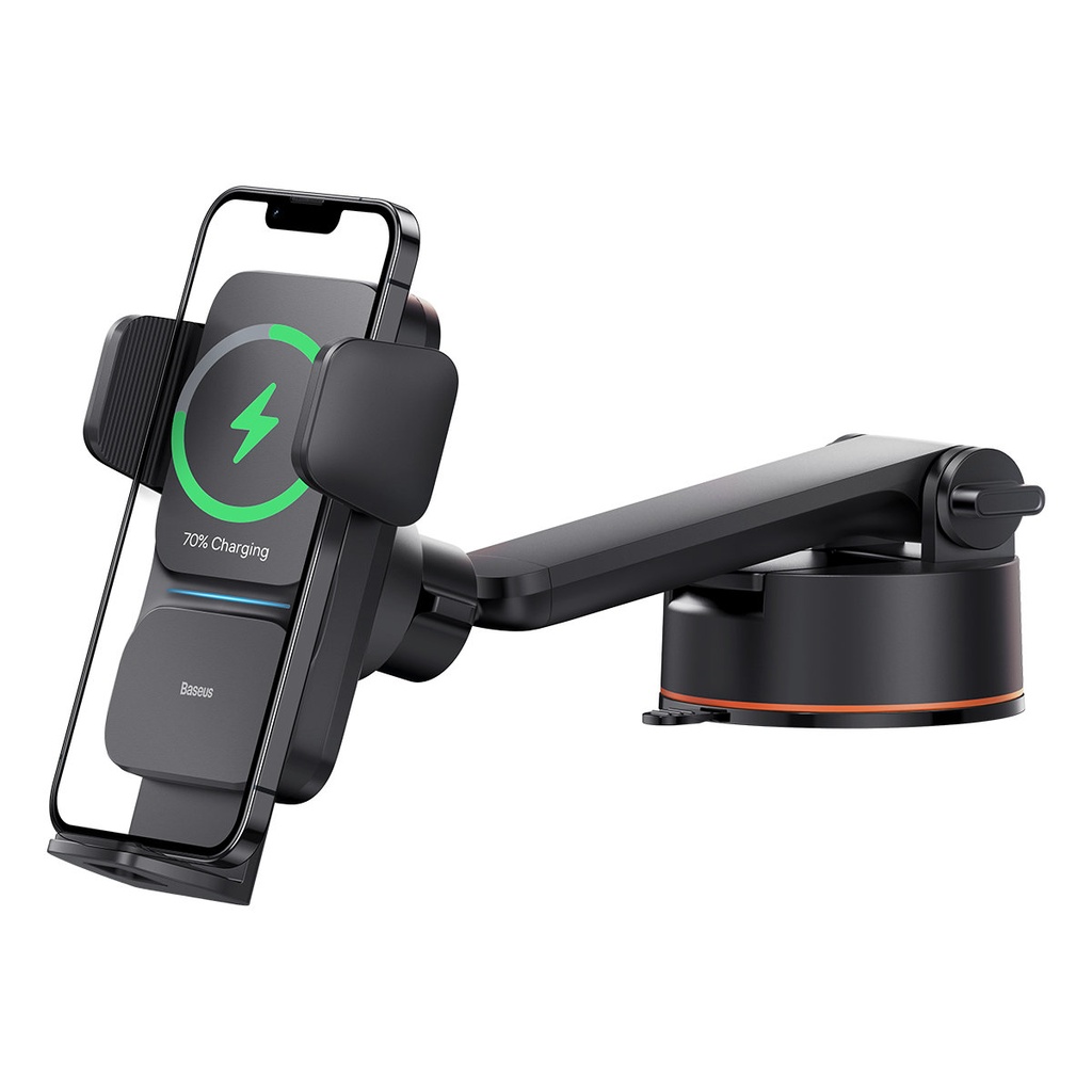 Inductive charger USB suction cup car phone holder - black