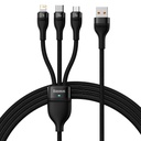 Cable 3-in-1 USB to USB-C / iPhone Lightning / micro USB cable 1.2m - black