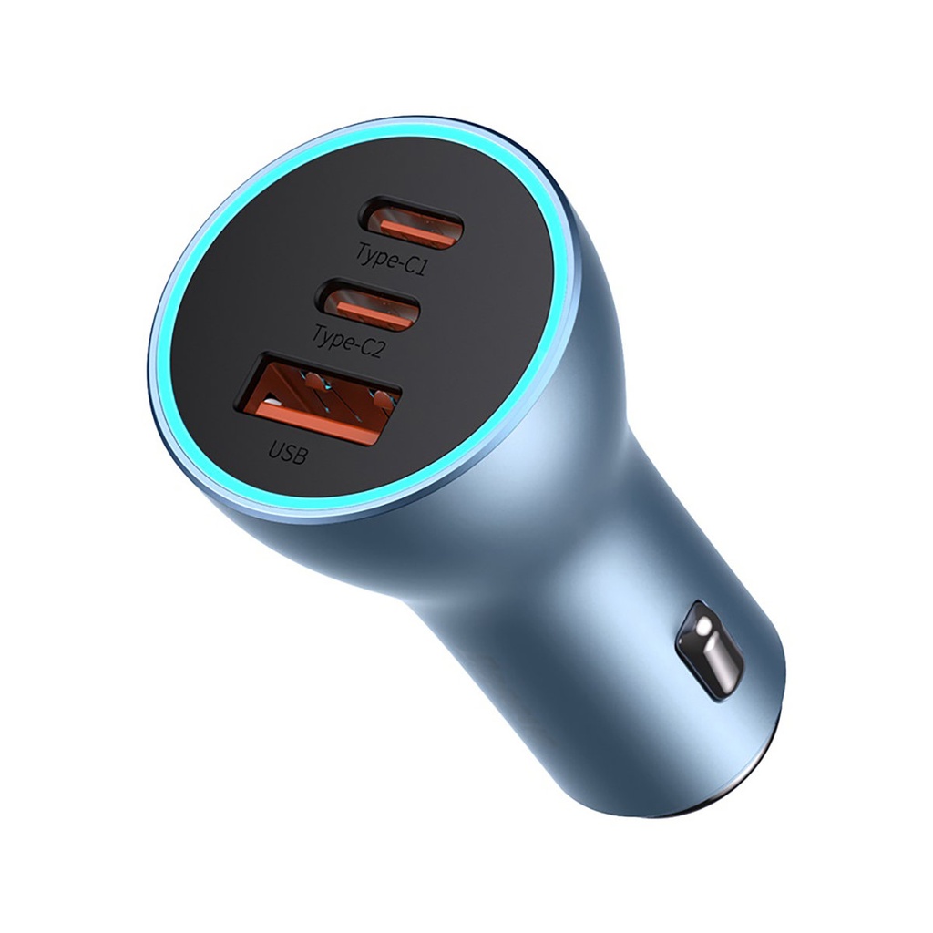 PRO USB-A + 2x USB-C 65W QC4.0 car charger - blue