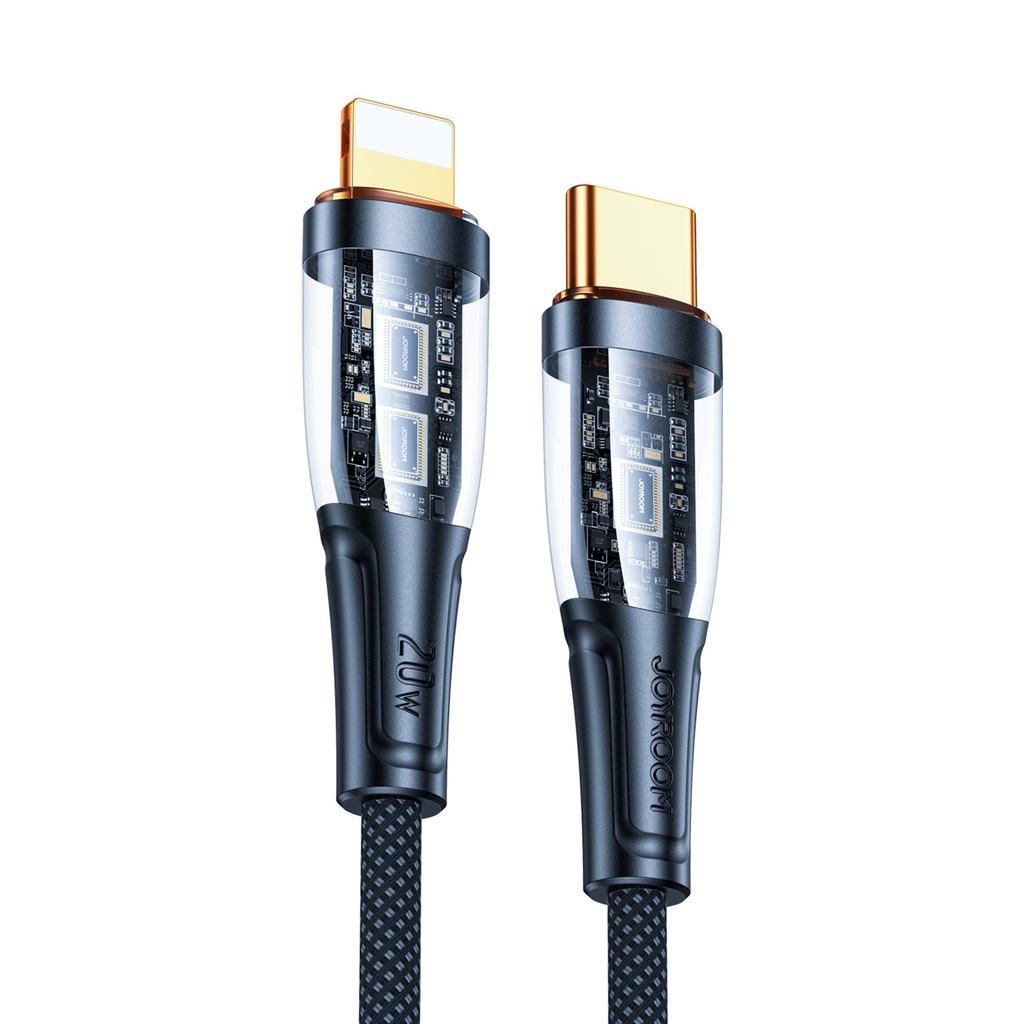 Cable with smart switch USB-C - iPhone Lightning 1.2m - black