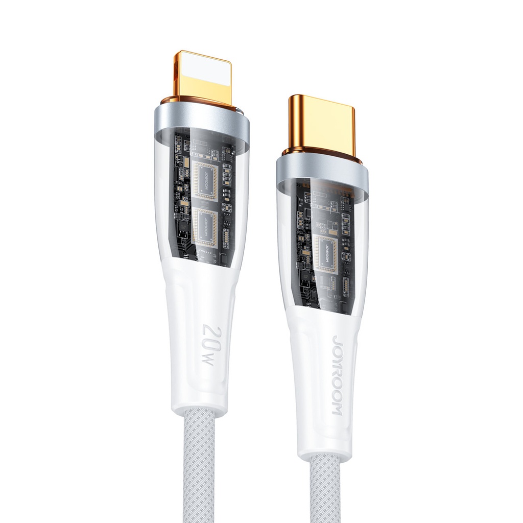 Cable with smart switch USB-C - iPhone Lightning 1.2m - white