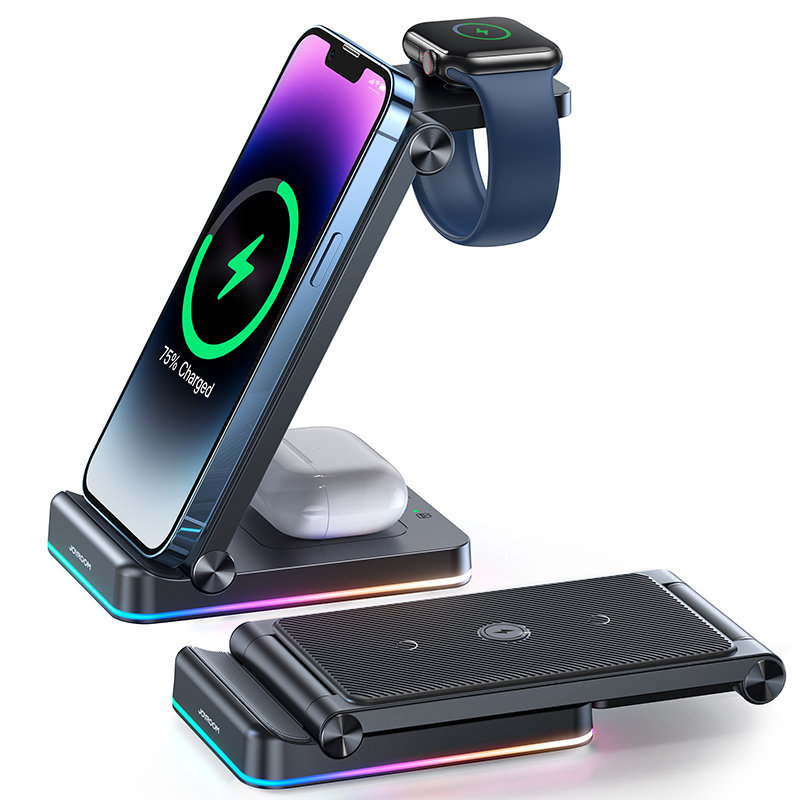 3in1 inductive charger for iPhone Apple Watch Airpods + stand base - black
