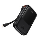 Powerbank 10000mAh USB USB-C iPhone Lightning + USB-C cable - black