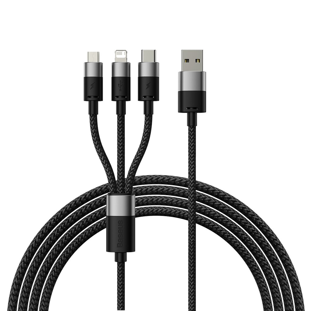 Telefonikaabel StarSpeed 3in1 USB - micro USB / iPhone Lightning / USB-C 1.2m - must