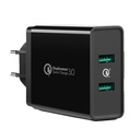 Mobiiltelefonilaadija 2x USB-A 36W QC3.0 - must
