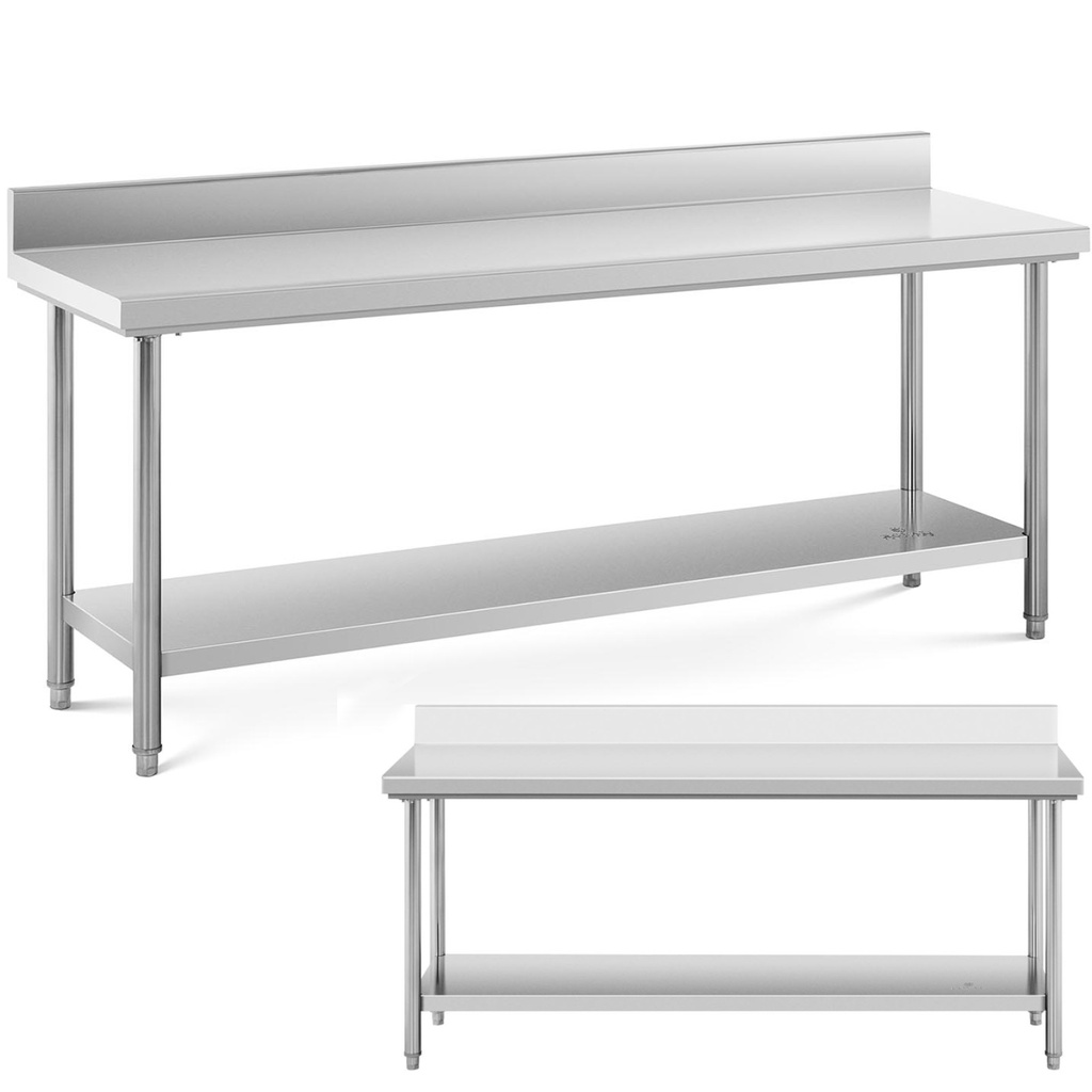 Roostevabast terasest seinale paigaldatav tööpind äärise ja riiuliga 200x60cm