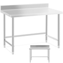 Stainless steel wall-mounted worktable with rim 120x70cm