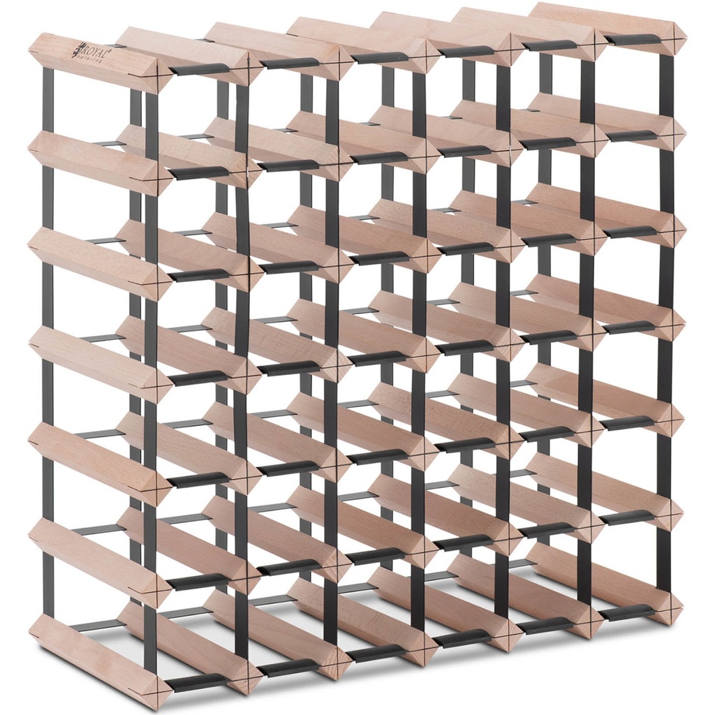 Elegant wine rack steel and beech wood - 42 bottles