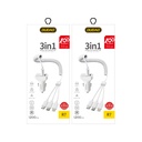 3in1 Car phone charging kit + cable white