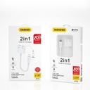 Adapter headphone splitter adapter USB-C - USB-C + 3.5 mm mini jack white